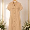 Elegant Color Block Shirt Dress