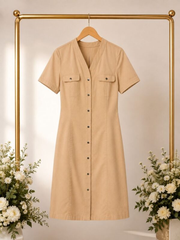 Elegant Color Block Shirt Dress