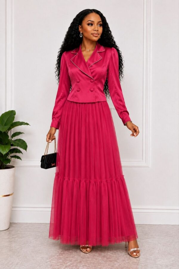 Elegant Color Block Shirt Dress