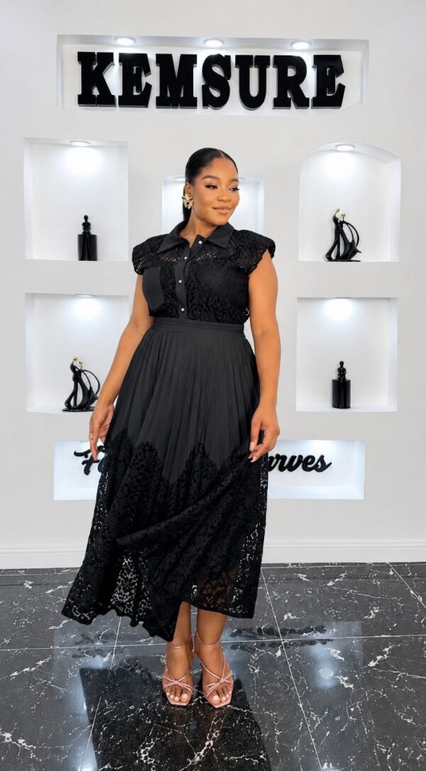 Premium Black Two-Piece Lace Dress Set Premium Black Two-Piece Lace Dress Set