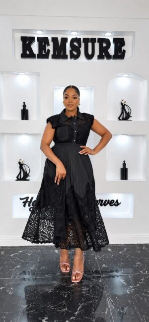 Premium Black Two-Piece Lace Dress Set Premium Black Two-Piece Lace Dress Set