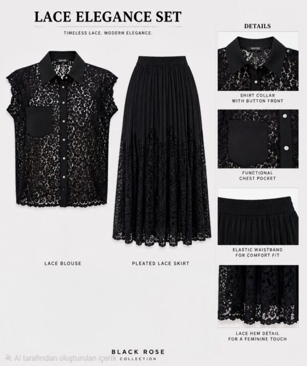 Premium Black Two-Piece Lace Dress Set Premium Black Two-Piece Lace Dress Set