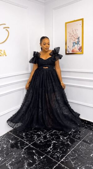 Premium Black Tulle Evening Dress