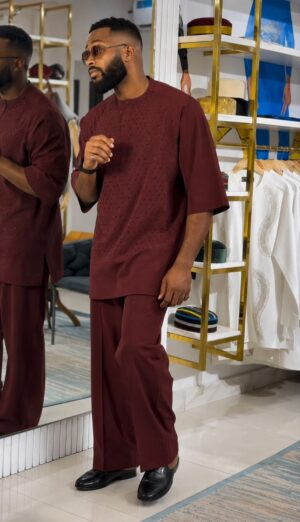 Premium Burgundy Two-Piece Linen Set Premium Burgundy Two-Piece Linen Set
