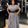 Grey Leopard Print Maxi Dress with Black Waist Belt Grey Leopard Print Maxi Dress with Black Waist Belt