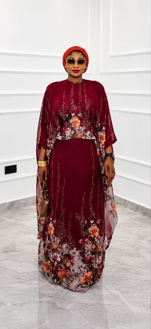 Premium Floral Kimono and Skirt Set