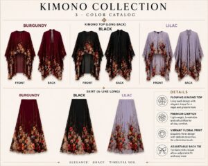 Premium Floral Kimono and Skirt Set