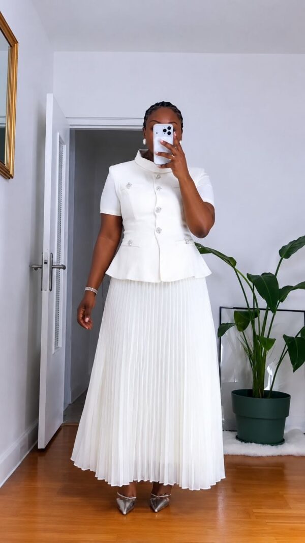 Elegant White Chiffon Two-Piece Set | Premium Wholesale