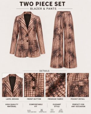 Premium Two-Piece Blazer & Pants Set - Dusty Beige Premium Two-Piece Blazer & Pants Set - Dusty Beige