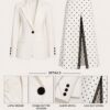White Blazer & Polka Dot Skirt Two-Piece Set