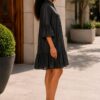 Elegant Color Block Shirt Dress