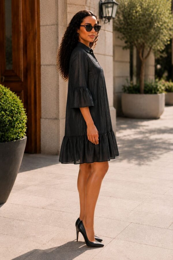Elegant Color Block Shirt Dress