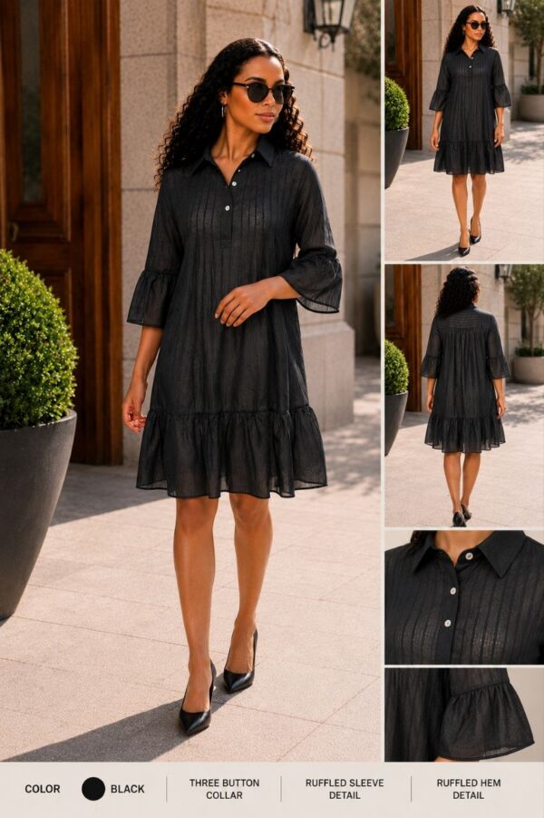Elegant Color Block Shirt Dress