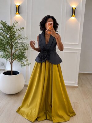 Premium Black & Gold Peplum Dress - Wholesale