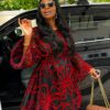 Premium Black Red Floral Dress - Wholesale Premium Black Red Floral Dress - Wholesale