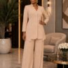 White Blazer & Polka Dot Skirt Two-Piece Set