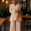 White Blazer & Polka Dot Skirt Two-Piece Set