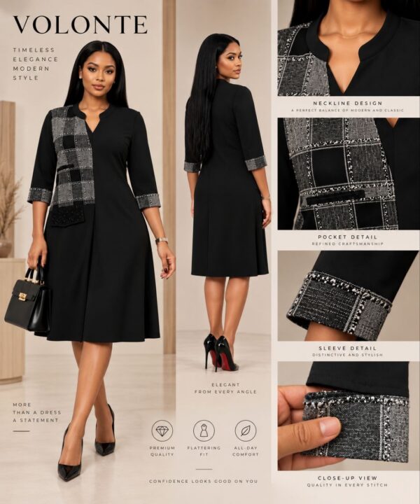 Elegant Color Block Shirt Dress