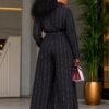 Premium Black Pinstripe Two-Piece Suit Set Premium Black Pinstripe Two-Piece Suit Set