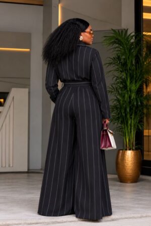Premium Black Pinstripe Two-Piece Suit Set