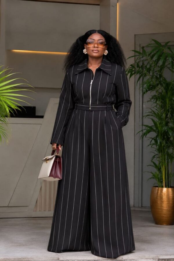 Premium Black Pinstripe Two-Piece Suit Set Premium Black Pinstripe Two-Piece Suit Set