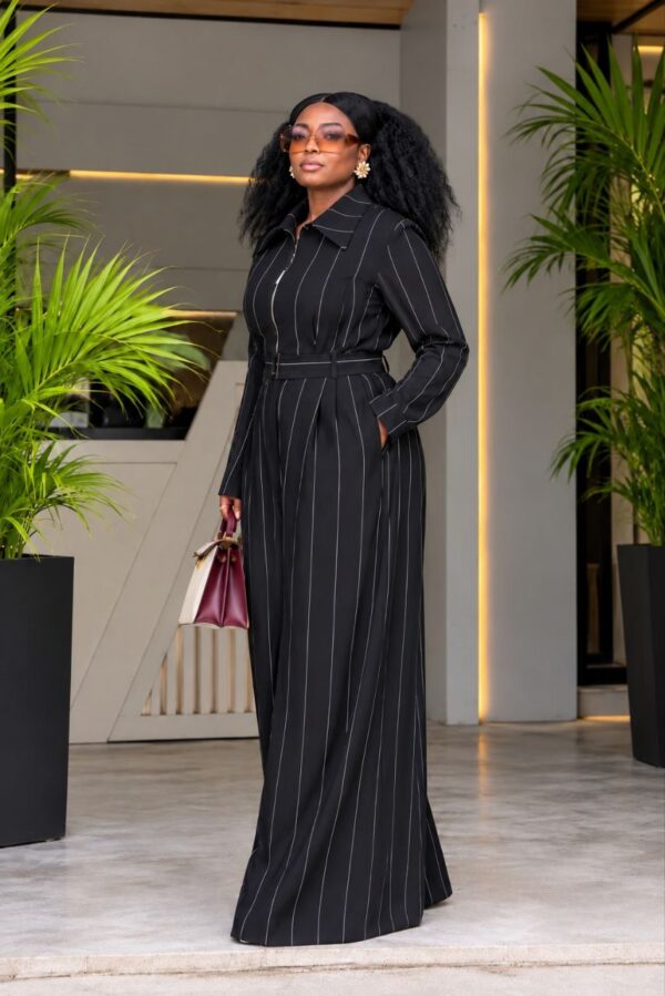 Premium Black Pinstripe Two-Piece Suit Set Premium Black Pinstripe Two-Piece Suit Set