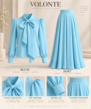 Sky Blue Two-Piece Chiffon Set - Premium Wholesale