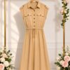 Premium Beige Button-Up Shirt Dress - Wholesale Premium Beige Button-Up Shirt Dress - Wholesale