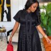 Premium Black Lace Dress with Bow Detail Premium Black Lace Dress with Bow Detail
