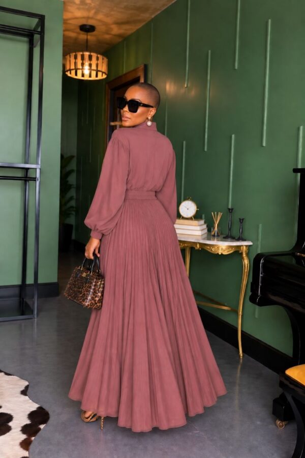 Premium Two-Piece Pleated Dress Set with Gold Embroidery Premium Two-Piece Pleated Dress Set with Gold Embroidery