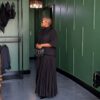 Premium Black Pleated Dress with Luxury Neckline Premium Black Pleated Dress with Luxury Neckline