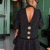Premium Black Pleated Dress with Luxury Neckline Premium Black Pleated Dress with Luxury Neckline