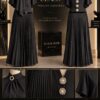 Premium Black Pleated Dress with Luxury Neckline Premium Black Pleated Dress with Luxury Neckline