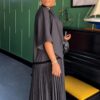 Premium Black Pleated Dress with Luxury Neckline Premium Black Pleated Dress with Luxury Neckline