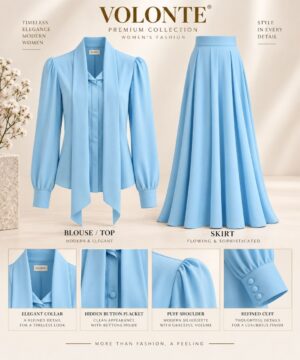 Premium Two-Piece Chiffon Set Sky Blue