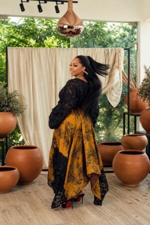 Premium Two-Piece Lace Set - Black & Yellow Premium Two-Piece Lace Set - Black & Yellow